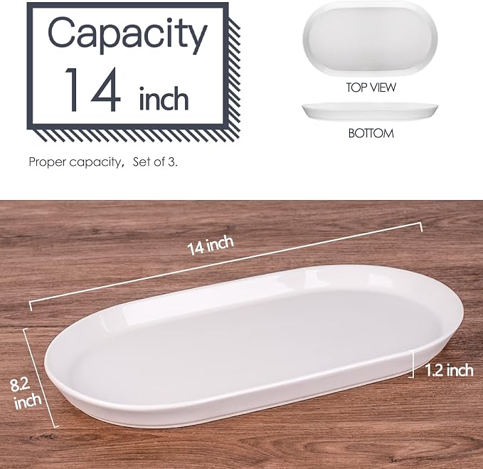 Taeochiy 14" Oval Serving Platter Set of 3 - Image 2