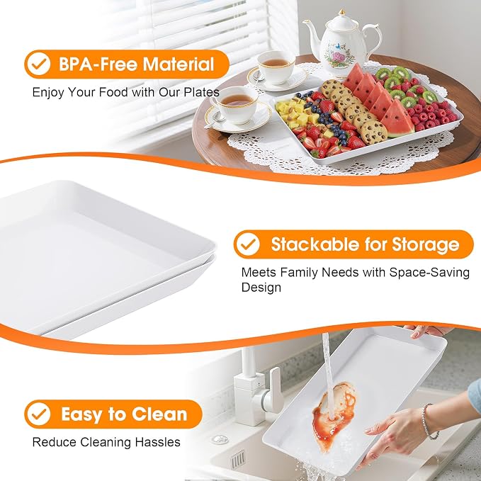 Serving Trays, Serving Platter, Plastic Trays, Rectangular, - Image 3