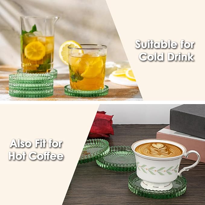 Modern Clear Coaster Set of 5- Glass Coasters - Image 5