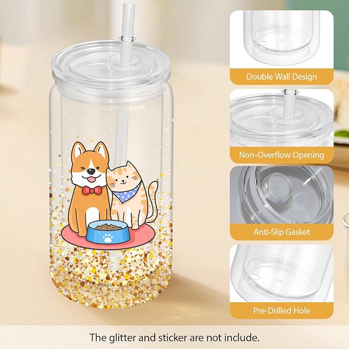 AZEAM 16 PCS Plastic Snow Globe Tumbler, 16 Oz Double Wall Snow Globe Cups | - Image 4