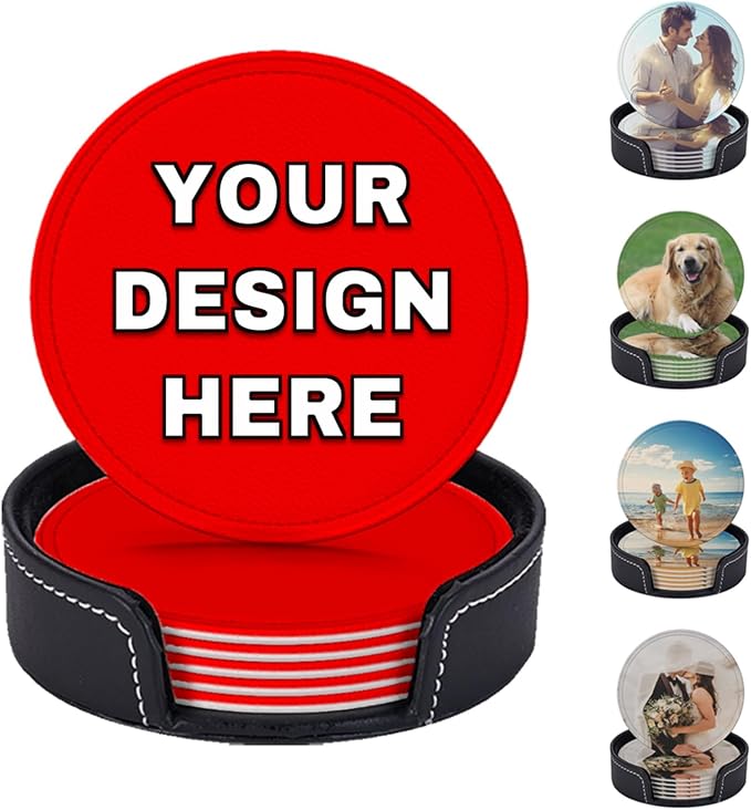 Customized Coasters for Drinks Leather Drink Coaster by YHPHRTA