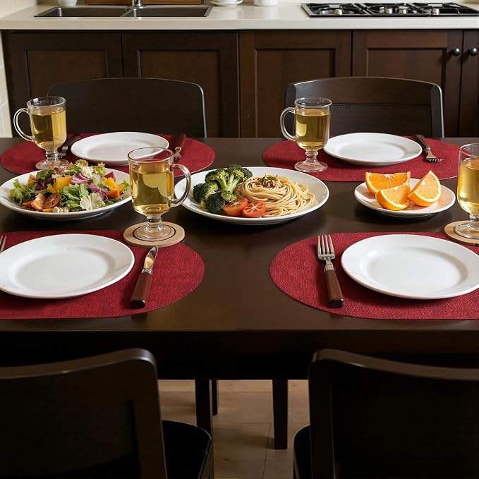Placemats Set of 6, 11.8 x 17 Inch, Waterproof Wipeable Reversible PU Placemat - Image 2