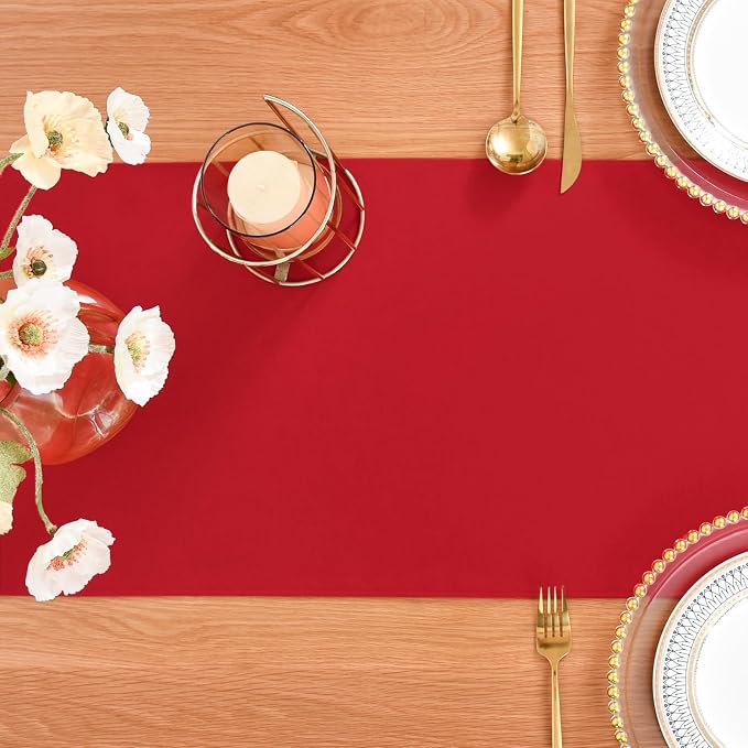 Faux Linen Table Runner Water Resistant 13 x 72 in, Coffee Table Runner - Image 7