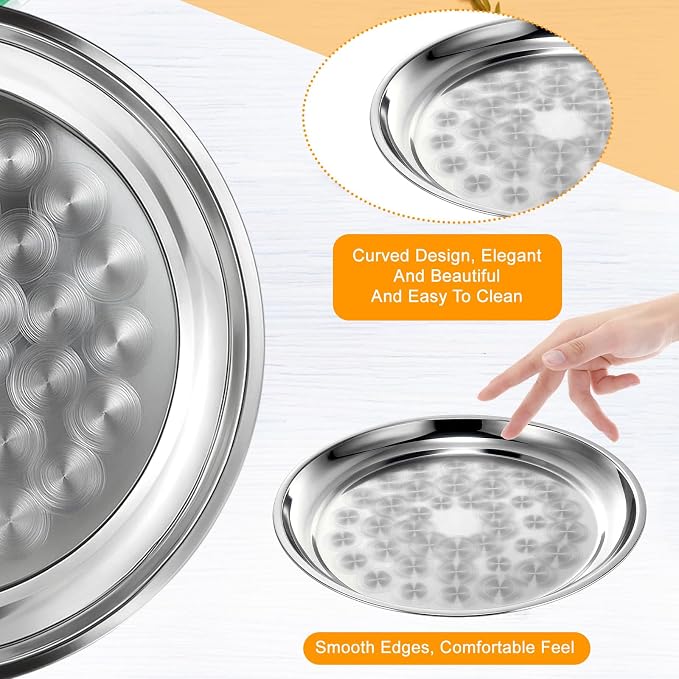 20 Pack Stainless Steel Round Serving Tray - Image 4