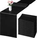 Aneco 12 Pack Satin Table Runner 12 x 108 Inch Black Long Wedding Satin Silk by Aneco