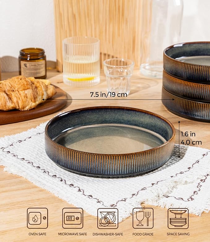 7.5" Ceramic Pasta Bowls Set of 4, Salad Bowls | Versatile Serving Bowls - Image 2