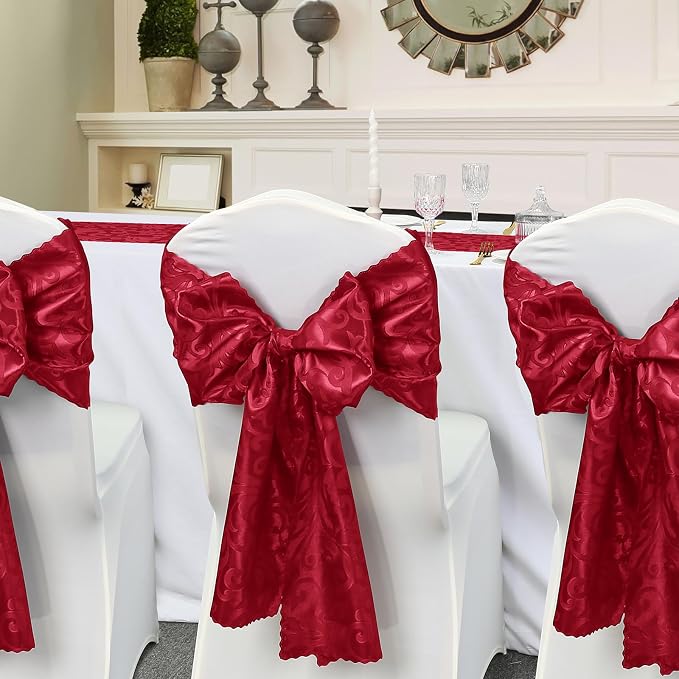 Red Satin Table Runner 12 x 108 Inch, 2 Pack | Bright Smooth Damask, Silky - Image 5
