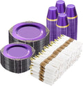 700 Piece Clear Purple Plastic Dinnerware Set by GoodLuck