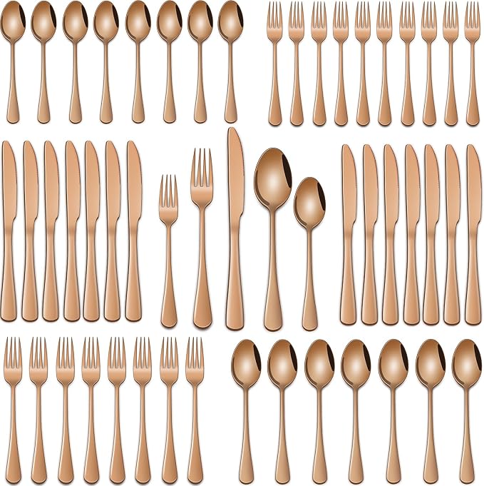 Rose Gold 30-Piece Flatware Sets Service by DEHOVKitchen