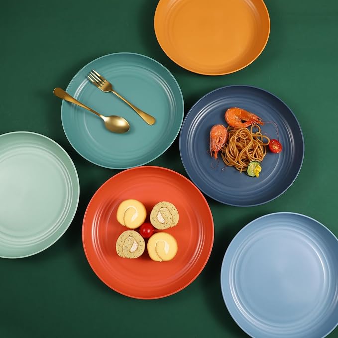 HEYCOME 12 Pcs Unbreakable Deep Dinner Plates Set, 9 inch Reusable Plastic - Image 7