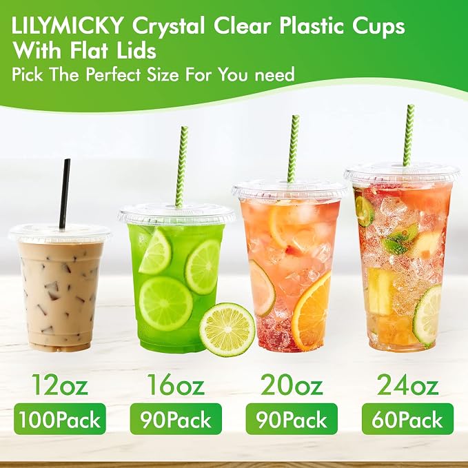 Lilymicky 60 Sets 24 oz Clear Plastic Cups - Image 7
