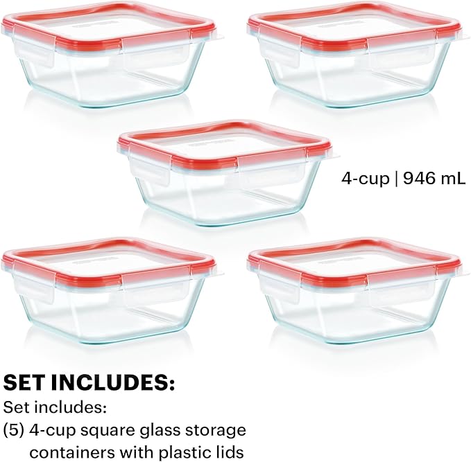 Pyrex Freshlock Glass Food Storage Containers Set | Meal prep containers - Image 2