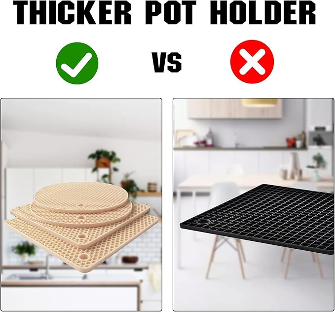 4 Pack Trivets for Hot Dishes | Hot Pads for Kitchen, Silicone Pot Holders for - Image 3