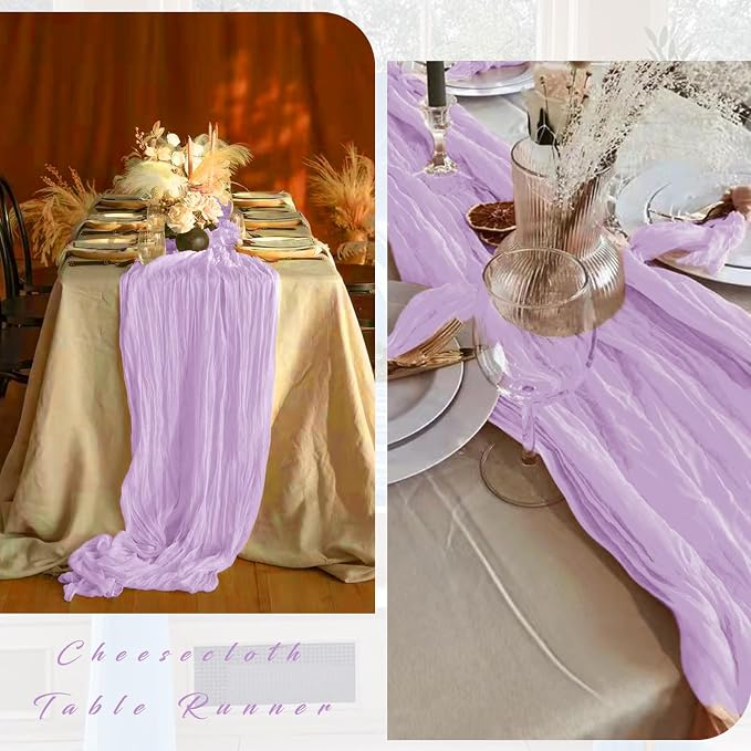 12 Pieces Lilac Cheesecloth Table Runner 10FT Pink Runner - Image 4