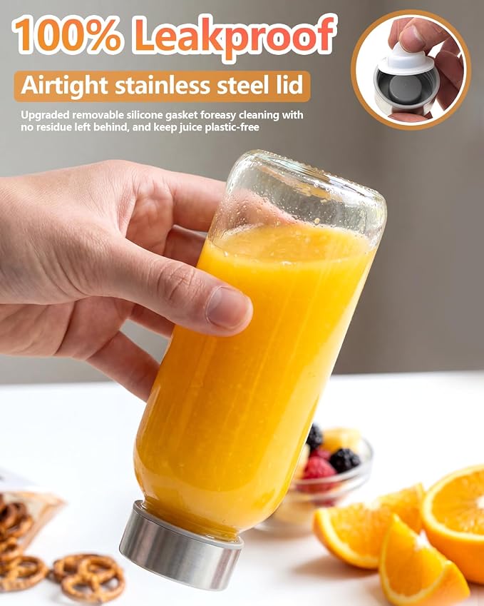 Zukro Glass Water Bottles with Stainless Steel Lids 12 oz, BPA Free 100% Leak - Image 5