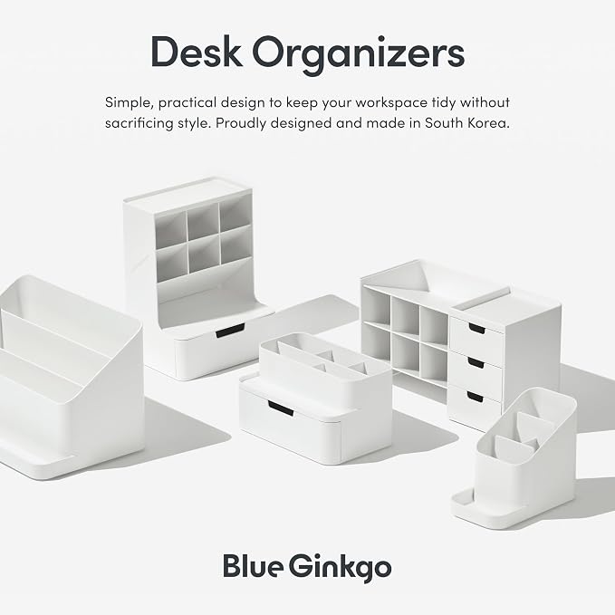 BLUE GINKGO Compact Desk Organizer, Made in Korea | 5 Compartments. Half - Image 6