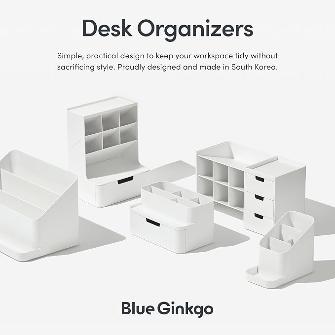 BLUE GINKGO Compact Desk Organizer, Made in Korea | 5 Compartments. Half - Image 6
