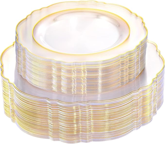 100pcs Clear Disposable Plastic Plates by WDF