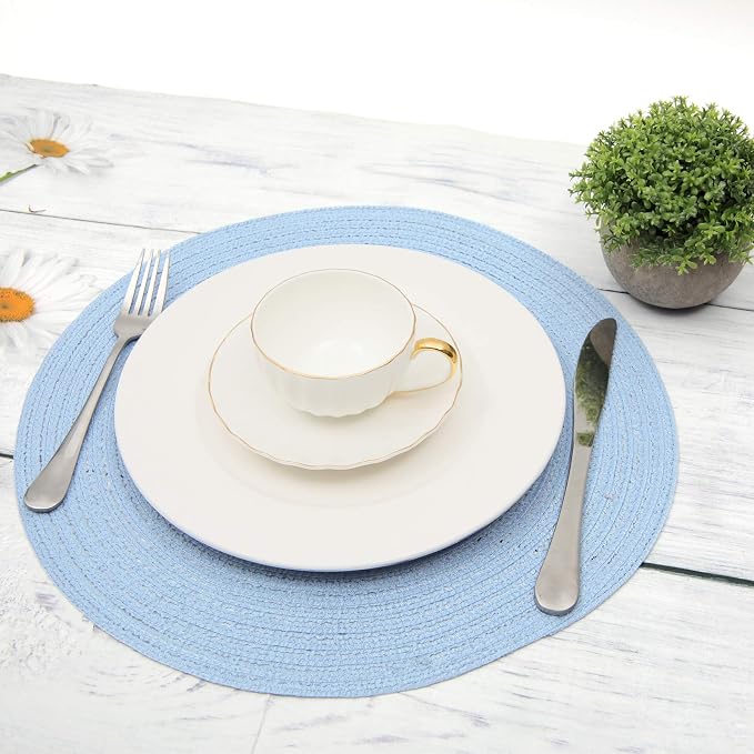 SHACOS Round Braided Placemats Set of 6 Round Table Mats - Image 4