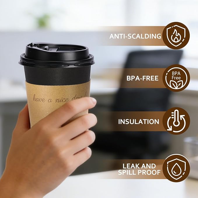 BYSNOW 500 pack 16 oz Bulk Disposable Paper Coffee Cups - Image 3