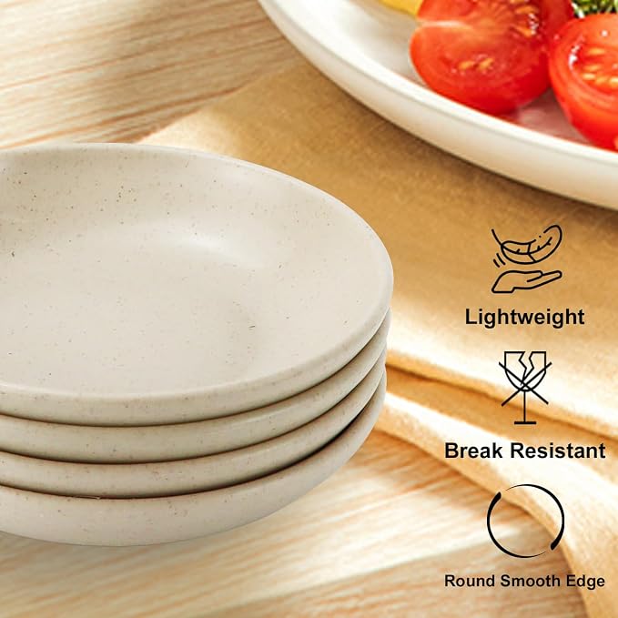 4 Inch Wheat Straw Plates 8 Pieces, Lightweight and Unbreakable Dipping Bowls - Image 3