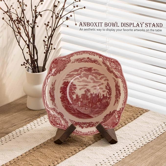 ANBOXIT Bowl Stands for Display, 3 Pack 4.5 Inch Plate Holder, Wooden Easel | - Image 2