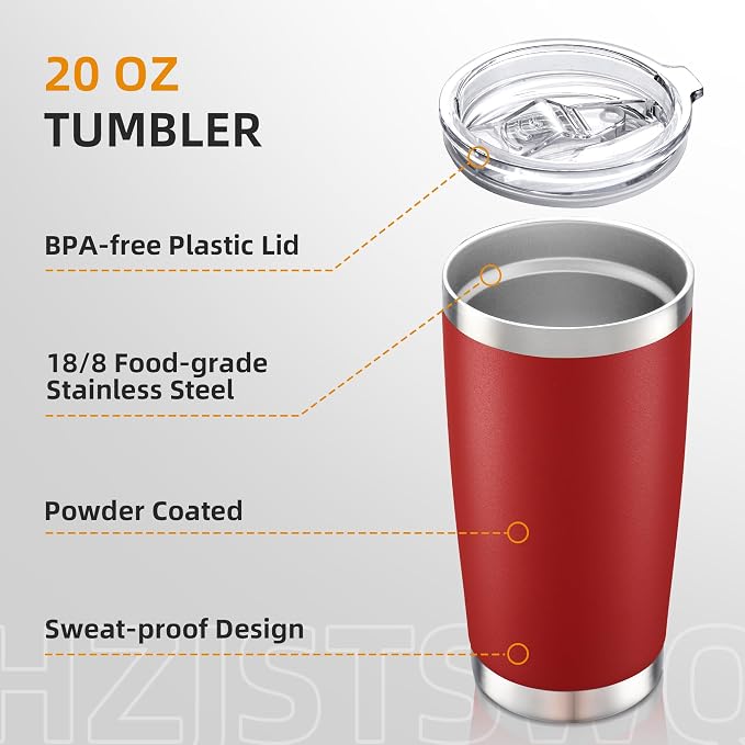 20 oz Tumbler with Lid Stainless Steel Insulated Tumblers, 1 Pack | Leak Proof - Image 3