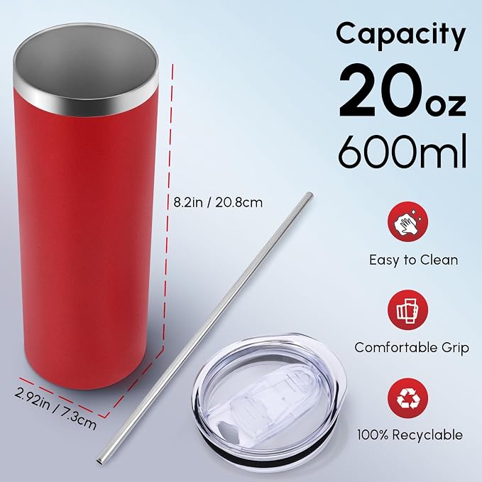 Volhoply 12 Pack Skinny Tumblers - Image 2