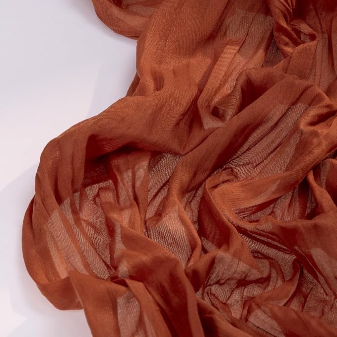 DeZerlor Terracotta Cheesecloth Table Runners 4 Pack Fall Runners | 120Inch - Image 4