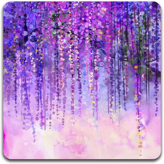 Colorful Watercolor Flowers Square Coaster Set of 4-Made of Recycled Rubber - Image 5