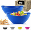 Large Wheat Straw Bowls, Big Salad Bowls set of 2, Unbreakable Serving Bowls by WROVA
