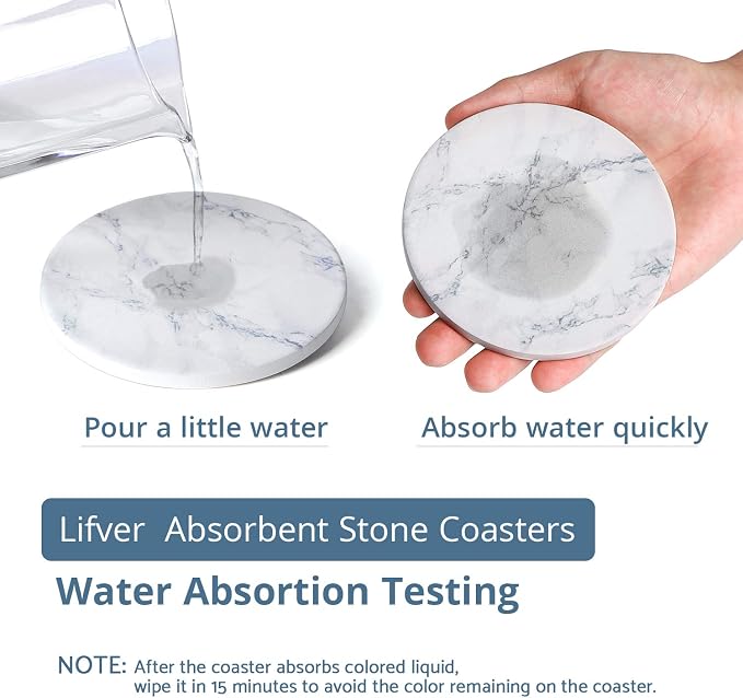 LIFVER Coasters Set of 8 for Drinks, Modern Marble Stone Coaster for Home Patio - Image 4