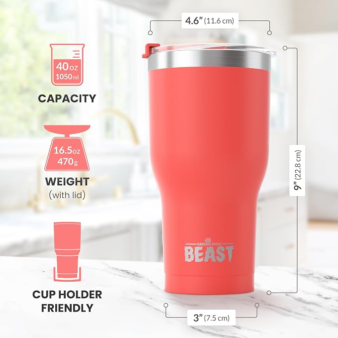 Beast 40 oz Tumbler Stainless Steel Vacuum Insulated Coffee Ice Cup Double Wall - Image 7