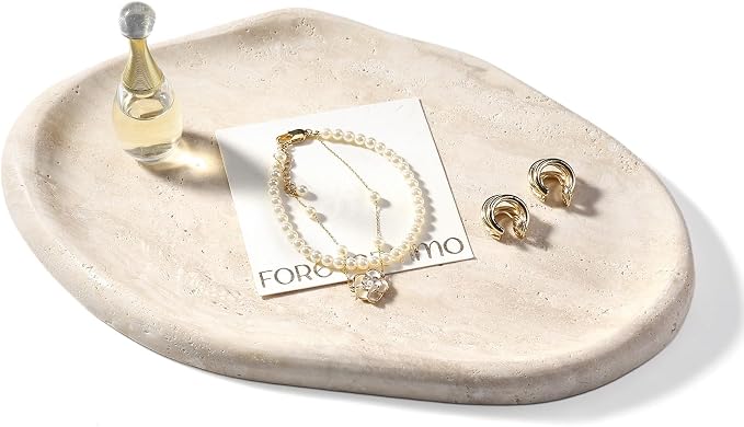 Luxurious Natural Marble Vanity Tray, Cloud Shape Serving Stone Key Tray by Koville