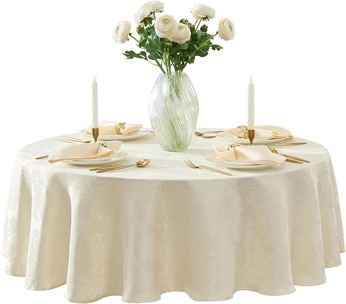 Newbridge Barcelona Luxury Damask Fabric Napkins, Antique White, 100% Polyester - Image 7