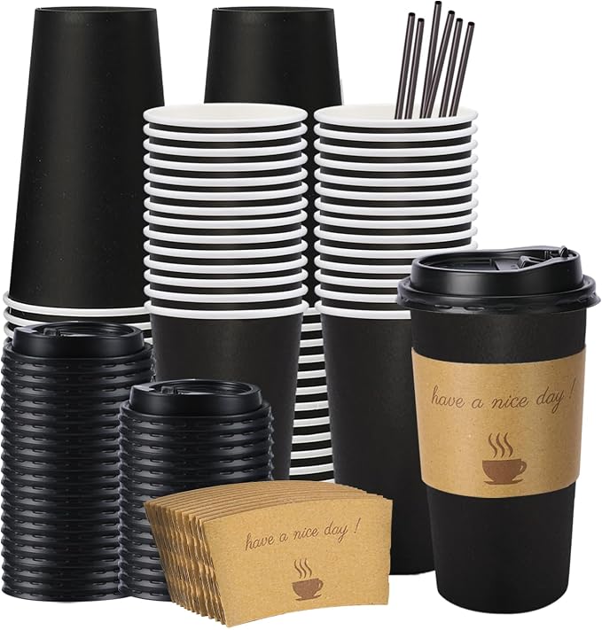 BYSNOW 20 oz 50 pack Disposable Paper Coffee Cups by BYSNOW