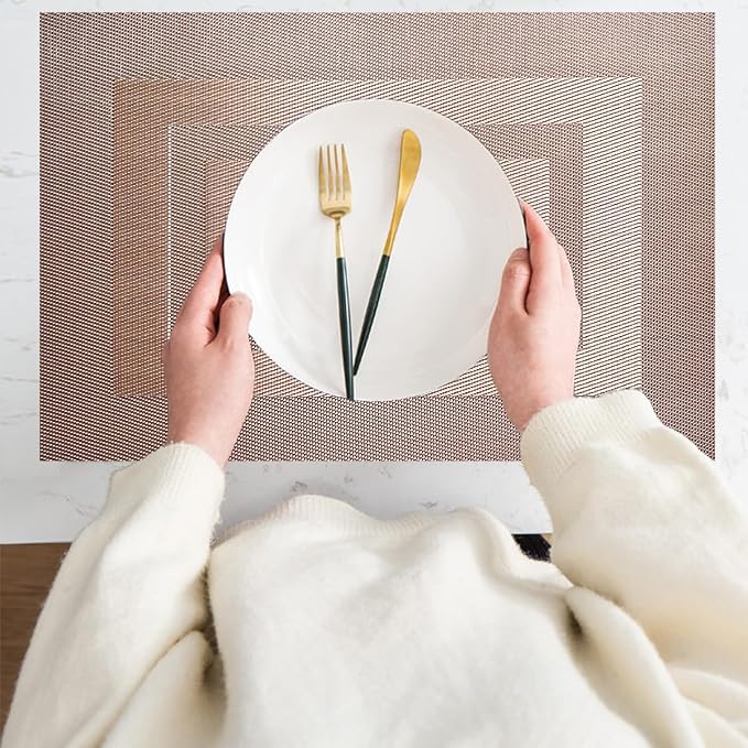PIGCHCY Placemats Set of 6, Washable Woven Vinyl Kitchen Table Mats Non Slip - Image 2