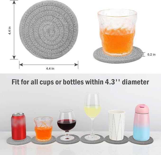 ABenkle Drink Coasters with Holder Set of 10, Cotton Woven Absorbent Coasters - Image 2