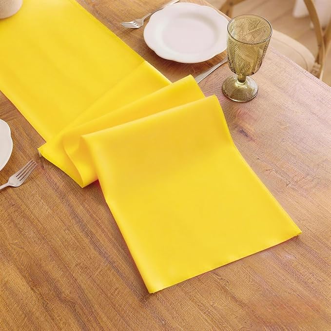 Yellow Table Runner, Waterproof Washable Runners 72 Inches Long | Reusable - Image 3