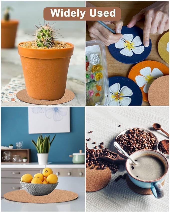 Cork Plant Coasters, 12 Pack Plant Mats in 4/6/8 Inch - Image 6