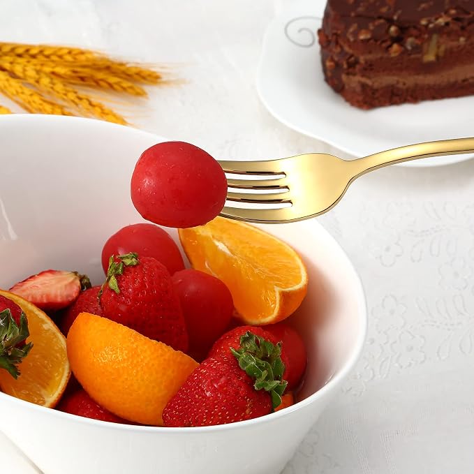 Gold Silverware Set for 4, Include Knife Fork and Spoon, Mirror Polished - Image 7