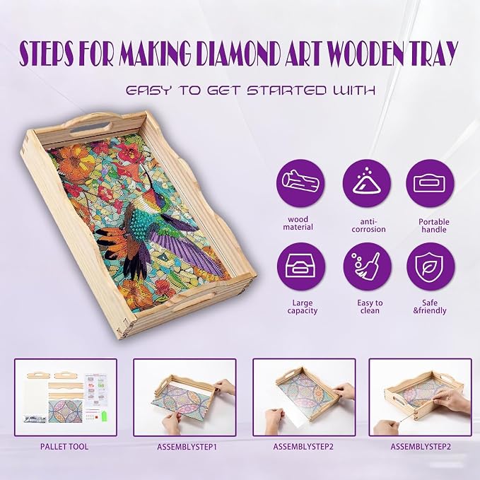 EWJRNSF Diamond Art Kits for Adults Wooden Serving Trays - Image 3