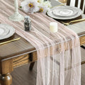 Artoid Mode Pearl Pink Gauze Table Runner 59x120 Inch, Seasonal Sheer Kitchen by ArtoidMode