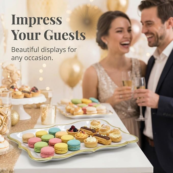 Decorative Gold Rim Display Trays 10 Pack 9 x 13 Inch Cardboard Platters | - Image 3