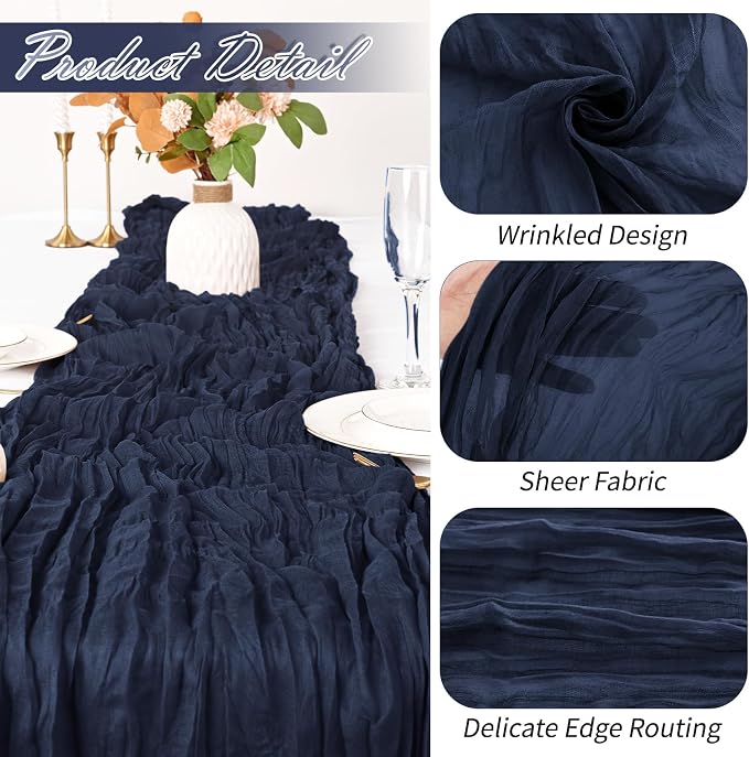 30 Pack Navy Blue Cheesecloth Table Runner 17 x 108 inch Cheese Cloth Table - Image 3