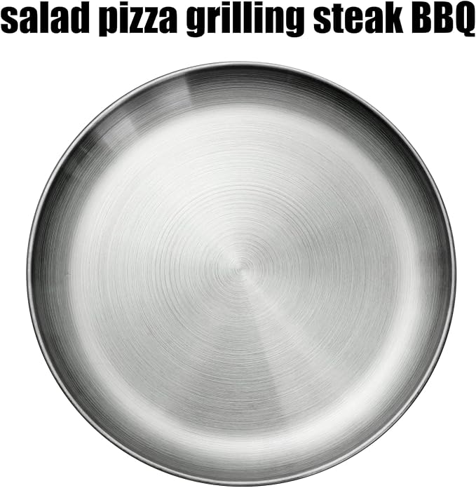CAMBUY Stainless Steel Plates 9 inch 10 Pcs Metal Dinner Dishes Plate Set | - Image 8
