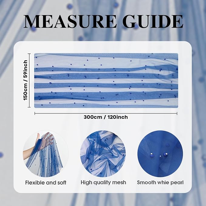 Artoid Mode Pearl Light Bule Gauze Table Runner 59x120 Inch, Seasonal Sheer - Image 4