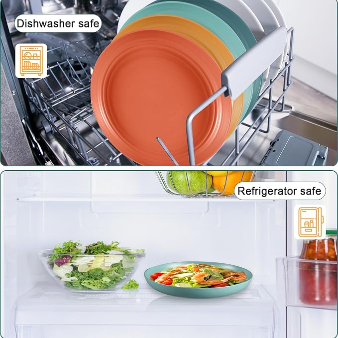 HEYCOME 12 Pcs Unbreakable Deep Dinner Plates Set, 10 inch Reusable Plastic - Image 5