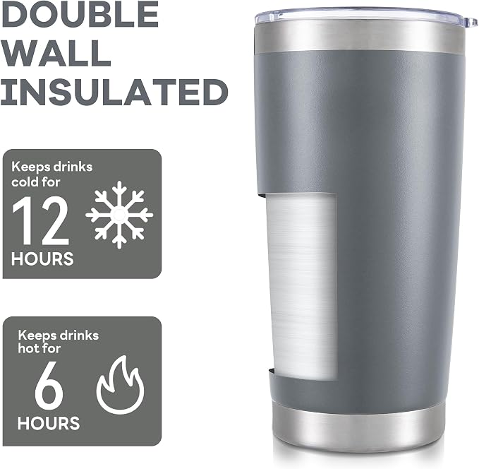 20 oz Tumbler with Lid Stainless Steel Insulated Tumblers Bulk Cups Mug | - Image 3