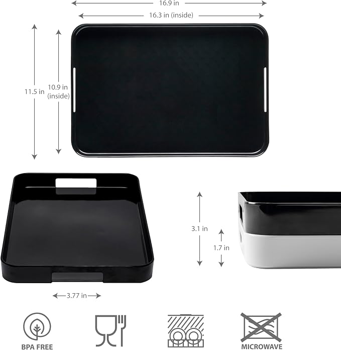 11.5 x 16 Inch Large Rectangle Stackable Melamine Serving Tray - Image 6